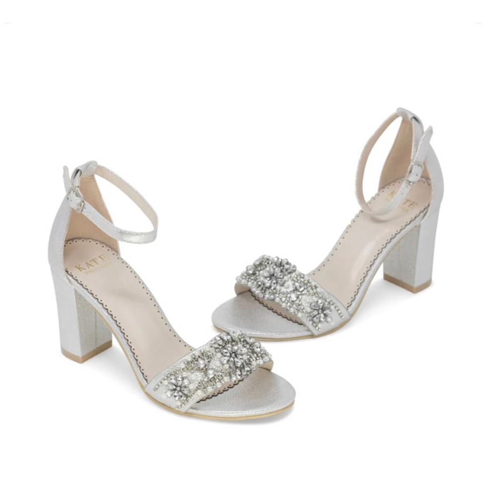 Lucy Block Heel Silver, Wedding Shoe
